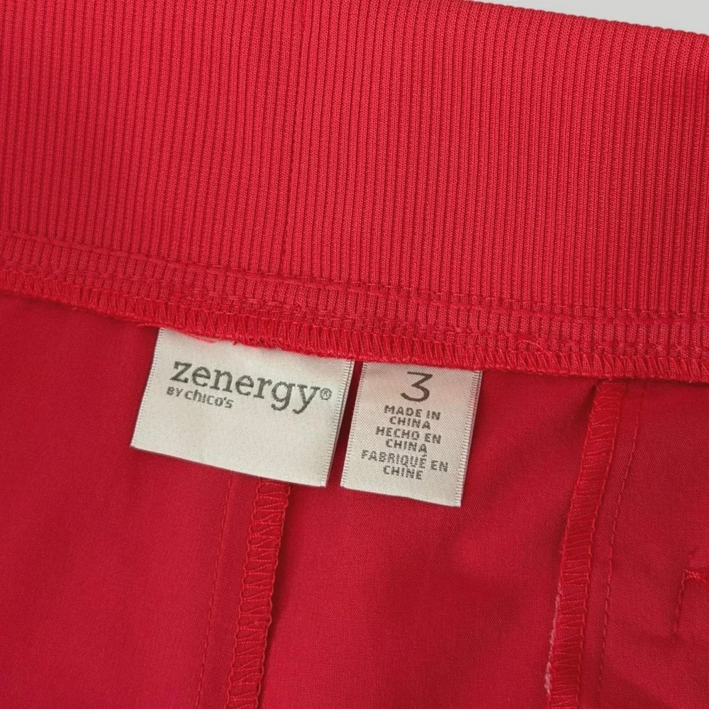 Zenergy Chico's 2 Piece Set Womens XL Red Studded Vest Capri Travel